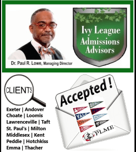 Students accepted to Ivy League colleges with Dr Lowe